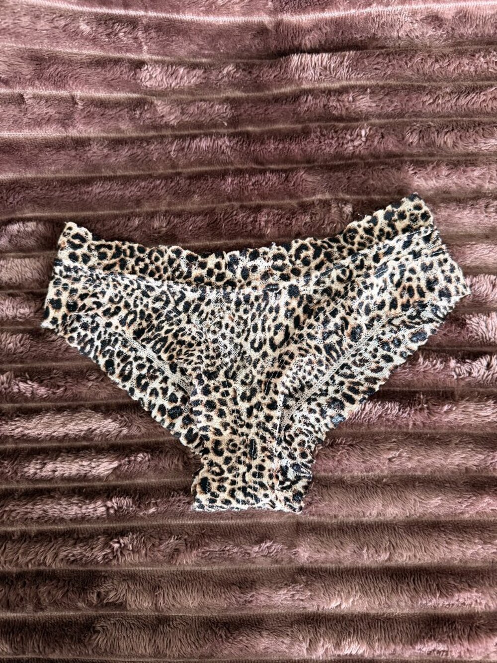 Sexy sheer lace leopard cheeky panties, size XS